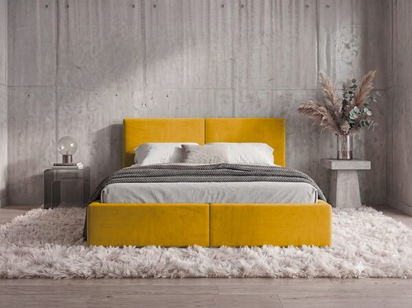 HRUŠKA Čalúnená posteľ s úložným priestorom HILTON 120x200 - horčicová