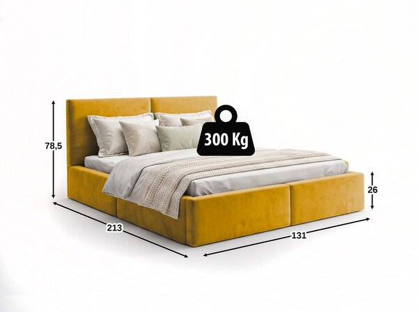 HRUŠKA Čalúnená posteľ s úložným priestorom HILTON 120x200 - horčicová