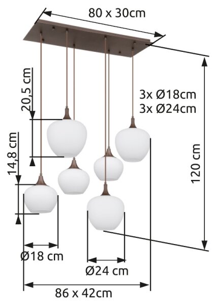 Globo 15548-6HC - Luster na lanku MAXY 6xE27/40W/230V biela