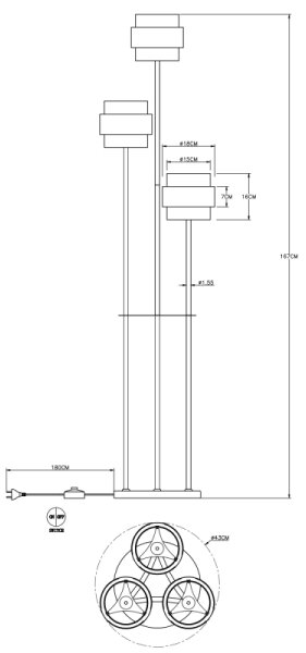 Globo 15560S - Stojacia lampa MILLEY 3xE27/60W/230V