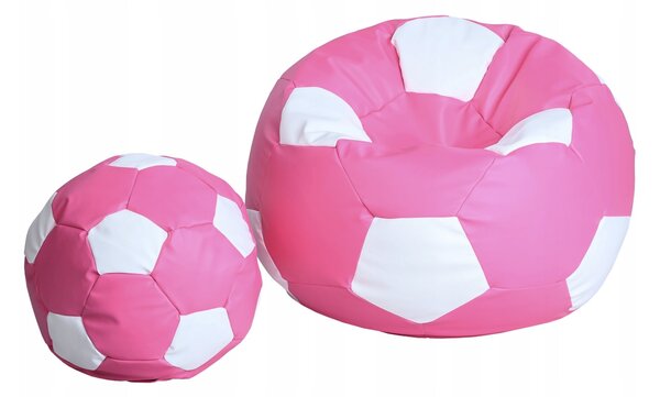 JAKS Sedací vak futbalová lopta s podnožkou ružovo biela