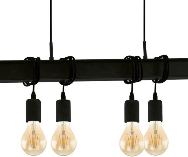 Eglo 43712 - Luster na lanku TOWNSHEND 6xE27/60W/230V čierna