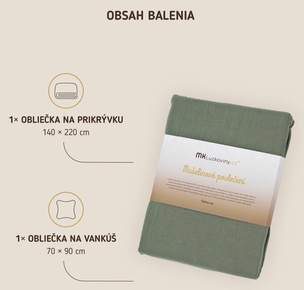 Predĺžené mušelínové obliečky - Alexia biela