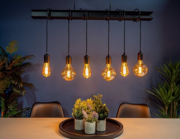 Eglo 43712 - Luster na lanku TOWNSHEND 6xE27/60W/230V čierna