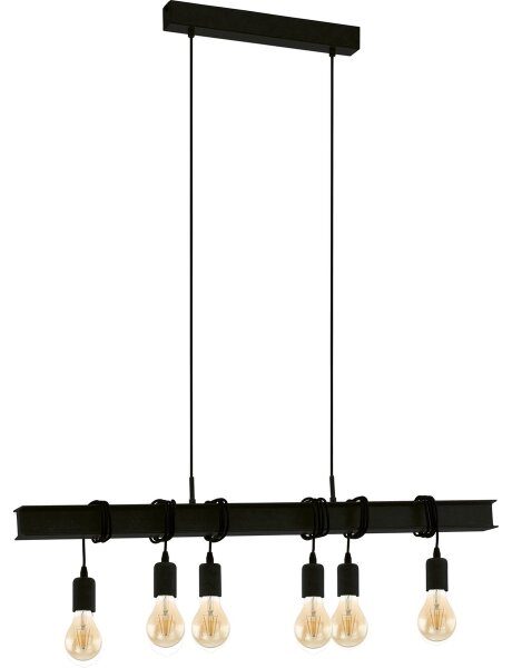 Eglo 43712 - Luster na lanku TOWNSHEND 6xE27/60W/230V čierna