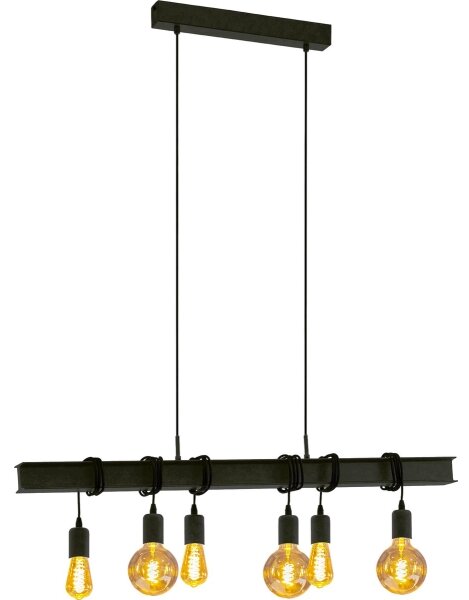 Eglo 43712 - Luster na lanku TOWNSHEND 6xE27/60W/230V čierna