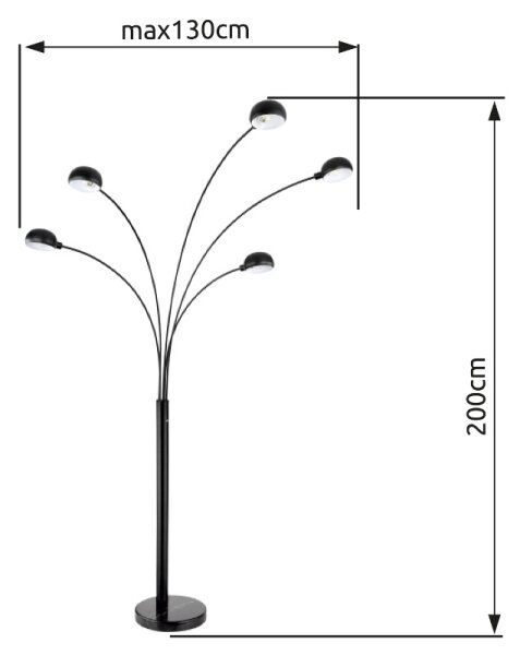 Globo 58228NB - Stojacia lampa SEYMOUR 5xE14/40W/230V čierna