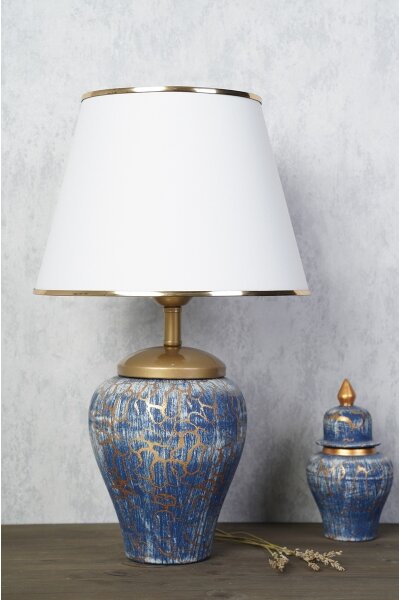 Stolná lampa 1xE27/40W/230V modrá/zlatá