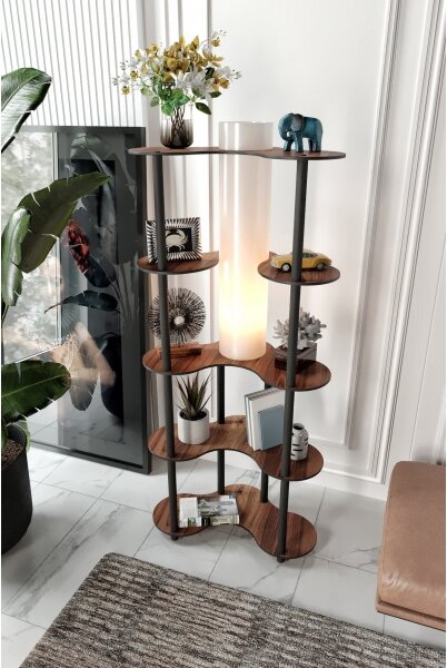 Stojacia lampa s poličkami 1xE27/40W/230V 150 cm čierna/hnedá