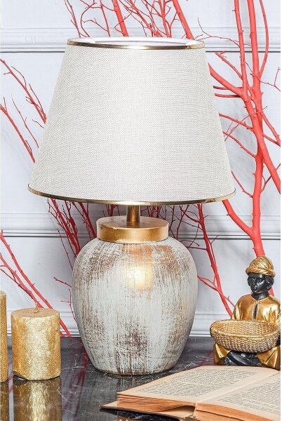 Stolná lampa 1xE27/40W/230V zlatá/béžová