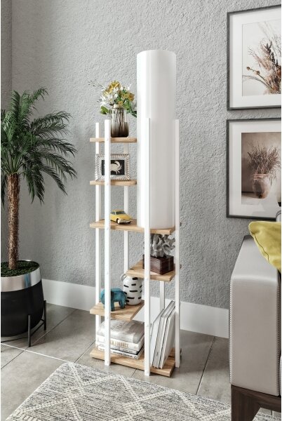 Stojacia lampa s poličkami VOGUE 1xE27/40W/230V 160 cm biela