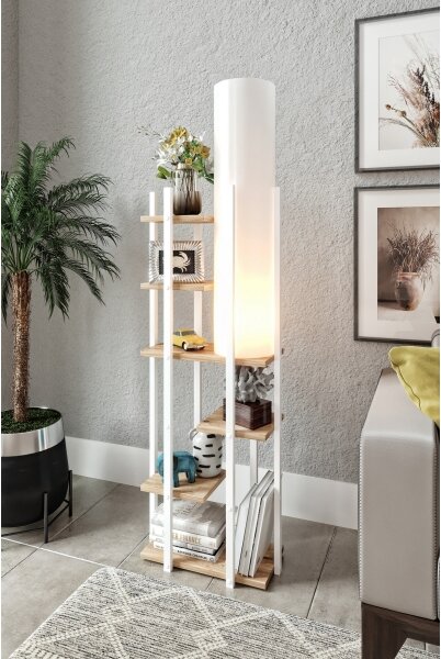 Stojacia lampa s poličkami VOGUE 1xE27/40W/230V 160 cm biela