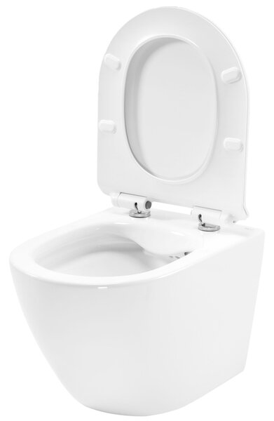 Rea Carter Rimless, závesné WC misa 490x370x325 mm + toaletné WC sedadlo, biela lesklá, REA-C1400