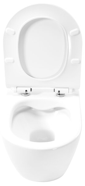 Rea Carter Rimless, závesné WC misa 490x370x325 mm + toaletné WC sedadlo, biela lesklá, REA-C1400
