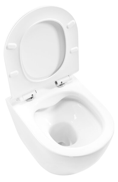 Rea Carter Rimless, závesné WC misa 490x370x325 mm + toaletné WC sedadlo, biela lesklá, REA-C1400