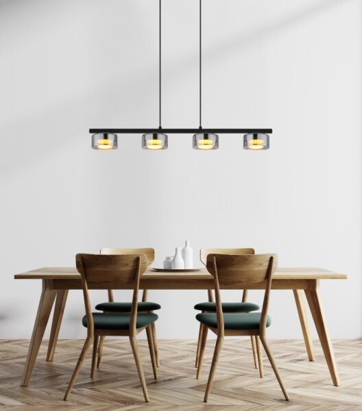 Globo 16055-4HS - LED Luster na lanku HIGGINS 4xGX53/6W/230V dymová/čierna