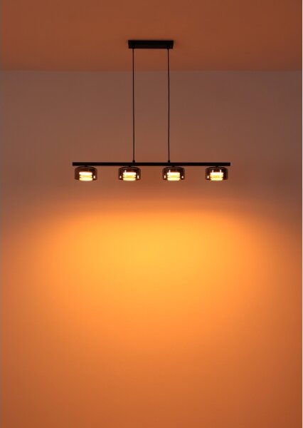 Globo 16055-4HS - LED Luster na lanku HIGGINS 4xGX53/6W/230V dymová/čierna
