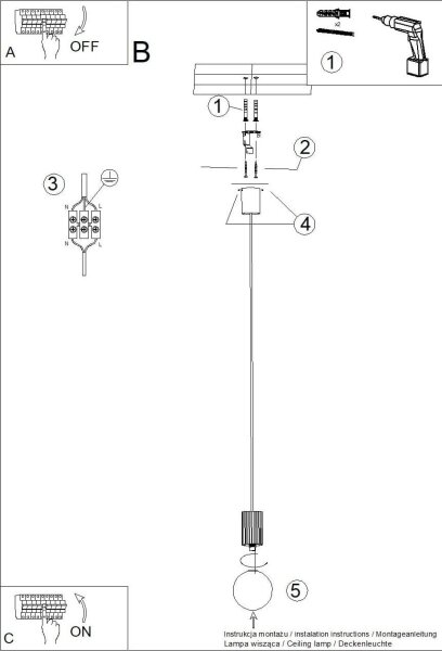 Sollux SL.1714 - Luster na lanku HALO 1xG9/8W/230V pr. 12 cm čierna