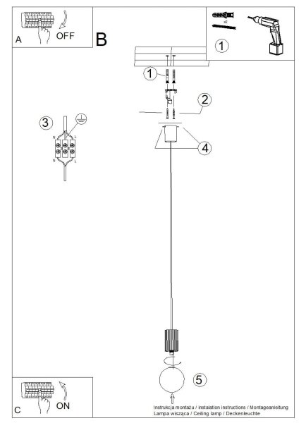 Sollux SL.1739 - Luster na lanku HALO 1xG9/8W/230V pr. 12 cm modrá