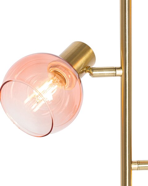 Inteligentná stojaca lampa zlatá s ružovým sklom 3-svetlá vrátane 3 Wifi P45 - Vidro