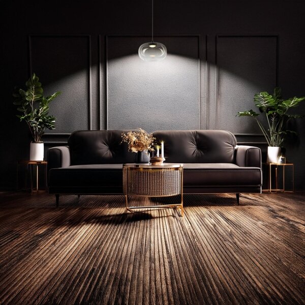 LED Luster na lanku VASO LED/4W/230V pr. 18 cm čierna/dymová