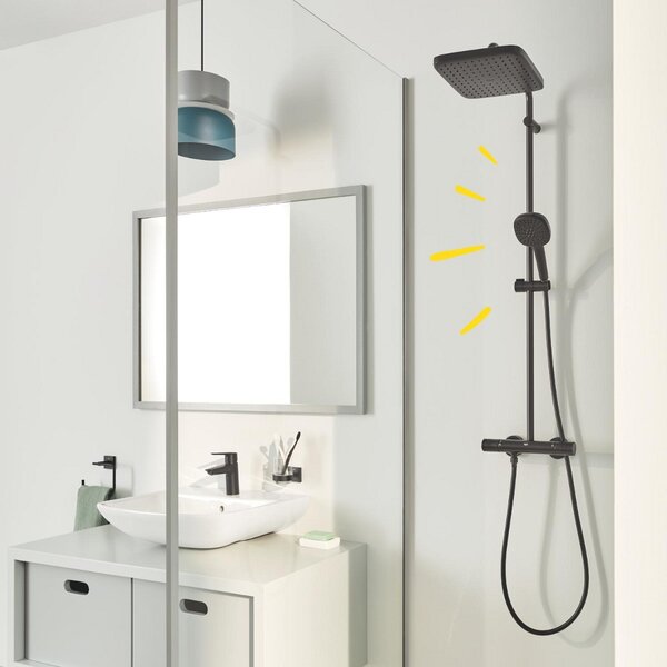 GROHE Vitalio Comfort 250 - Sprchový systém s termostatom na stenu, čierna matná 266962431