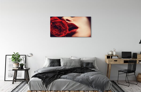Obraz canvas Rose žena v ústach 100x50 cm