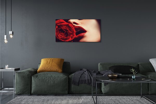 Obraz canvas Rose žena v ústach 100x50 cm