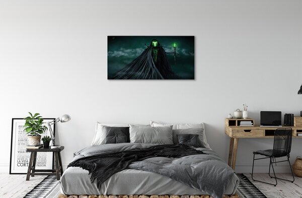 Obraz canvas Temná postava zeleného ohňa 100x50 cm