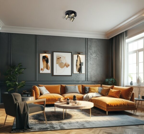 Kanlux 38963 - Bodové svietidlo LAURIN 3xGU10/10W/230V mosadz/čierna