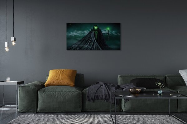 Obraz canvas Temná postava zeleného ohňa 100x50 cm