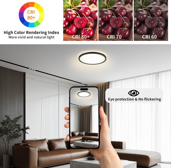 Brilagi - LED Kúpeľňové svietidlo ULTRA SLIM LED/24W/230V pr. 42 cm čierna IP54