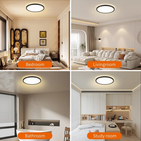 Brilagi - LED Kúpeľňové svietidlo ULTRA SLIM LED/24W/230V pr. 42 cm čierna IP54