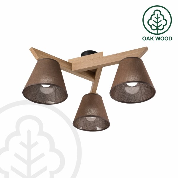 Brilagi - LED Prisadený luster ANTHONY 3xE14/40W/230V dub/hnedá