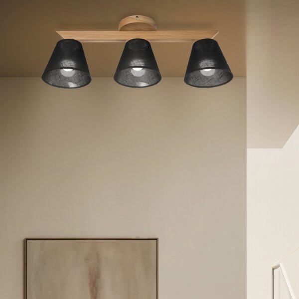 Brilagi - LED Prisadený luster ANTHONY 3xE14/40W/230V dub/čierna