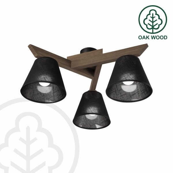 Brilagi - LED Prisadený luster ANTHONY 3xE14/40W/230V dub orech/čierna