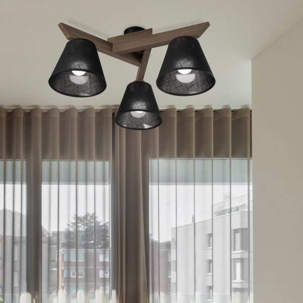 Brilagi - LED Prisadený luster ANTHONY 3xE14/40W/230V dub orech/čierna