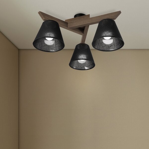Brilagi - LED Prisadený luster ANTHONY 3xE14/40W/230V dub orech/čierna