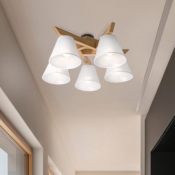 Brilagi - LED Prisadený luster ANTHONY 5xE14/40W/230V dub/biela