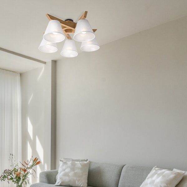 Brilagi - LED Prisadený luster ANTHONY 5xE14/40W/230V dub/biela