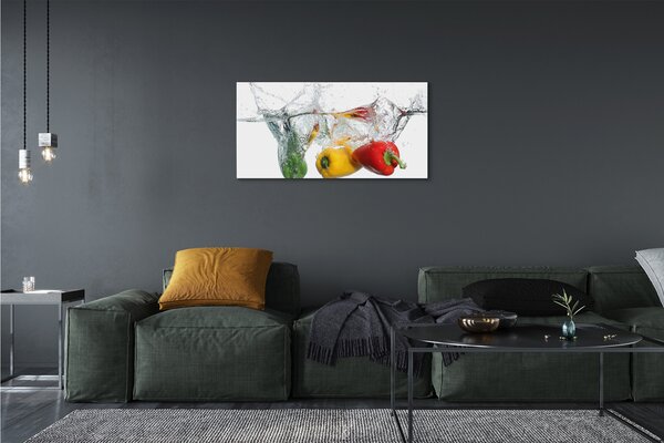 Obraz canvas Farebné papriky vo vode 100x50 cm