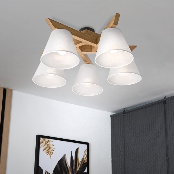 Brilagi - LED Prisadený luster ANTHONY 5xE14/40W/230V dub/biela