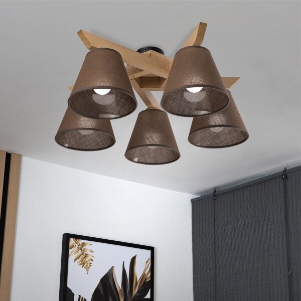 Brilagi - LED Prisadený luster ANTHONY 5xE14/40W/230V dub/hnedá