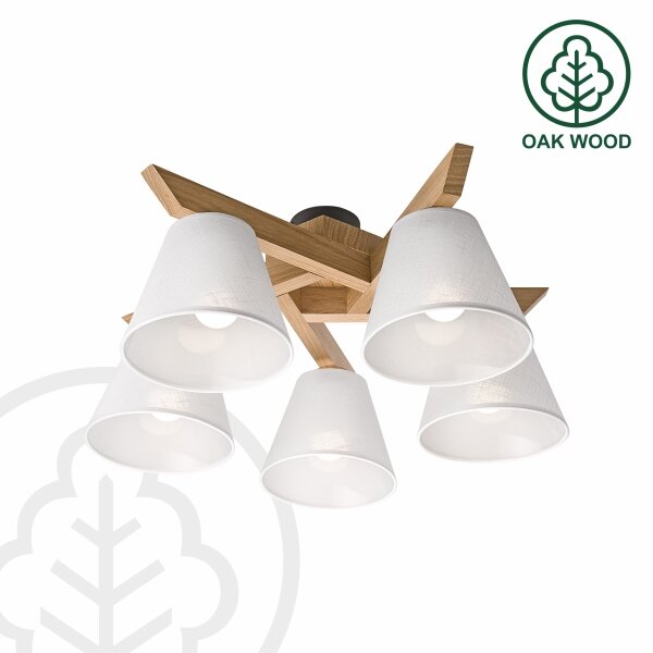 Brilagi - LED Prisadený luster ANTHONY 5xE14/40W/230V dub/biela