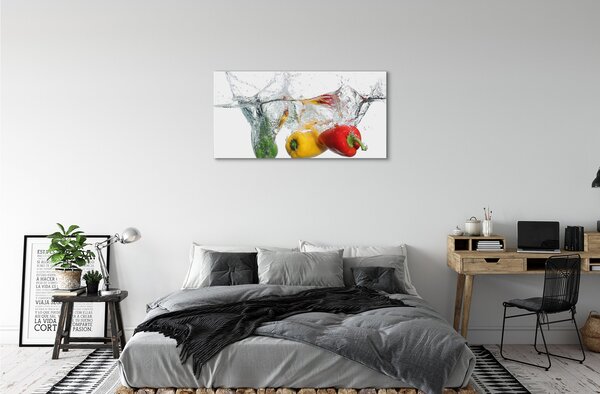 Obraz canvas Farebné papriky vo vode 100x50 cm