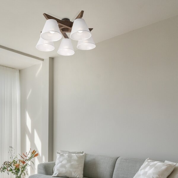 Brilagi - LED Prisadený luster ANTHONY 5xE14/40W/230V dub orech/biela