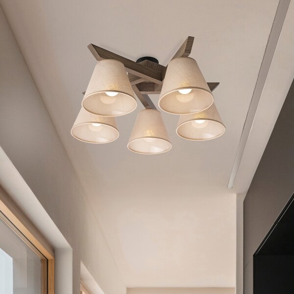 Brilagi - LED Prisadený luster ANTHONY 5xE14/40W/230V dub orech/béžová