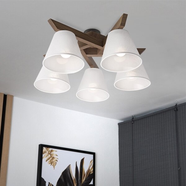 Brilagi - LED Prisadený luster ANTHONY 5xE14/40W/230V dub orech/biela