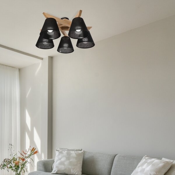 Brilagi - LED Prisadený luster ANTHONY 5xE14/40W/230V dub/čierna