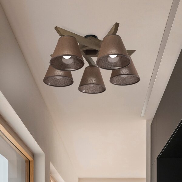 Brilagi - LED Prisadený luster ANTHONY 5xE14/40W/230V dub orech/hnedá